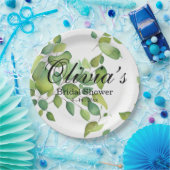 Assiettes En Carton Aquarelle vert eucalyptus feuillage vert (Fête)