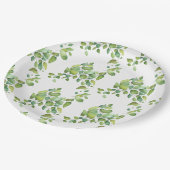 Assiettes En Carton Aquarelle vert eucalyptus feuillage vert (Angle)