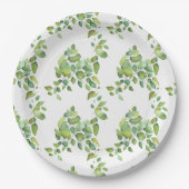 Assiettes En Carton Aquarelle vert eucalyptus feuillage vert (Devant)