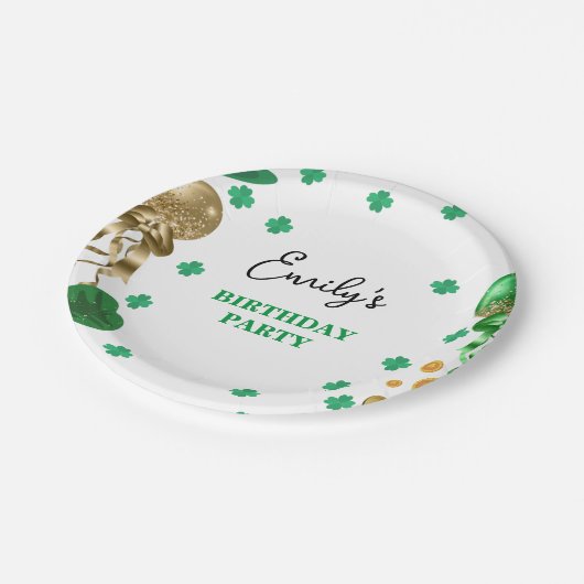 Assiettes En Carton Aquarelle Vert St Patrick's Day Anniversaire (Angle)