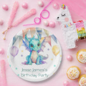 Assiettes En Carton Aquarelle vert violet dragon garçon fête d'anniver (Fête)