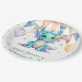 Assiettes En Carton Aquarelle vert violet dragon garçon fête d'anniver (Angle)