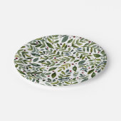 Assiettes En Carton Aquarelle verte branches saisonnières et baies (Angle)