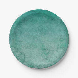 Assiettes En Carton Aquarelle verte de la forêt foncée Textée