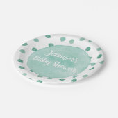 Assiettes En Carton Aquarelle verte Dinosaure Baby shower Plaque papie (Angle)