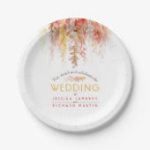 Assiettes En Carton Aquarelle vignes orange rouge brun mariage de auto (Devant)