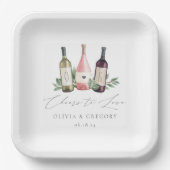 Assiettes En Carton Aquarelle Vin & Botanique Chefs à l'amour (Recto)