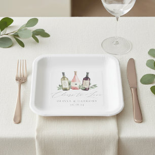 Assiettes En Carton Aquarelle Vin & Botanique Chefs à l'amour