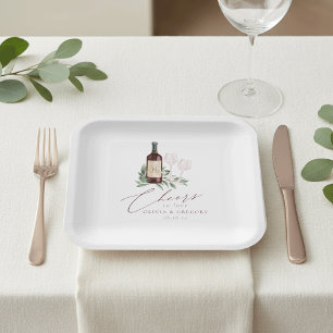 Assiettes En Carton Aquarelle Vin Rouge Botanique Chefs à l'amour