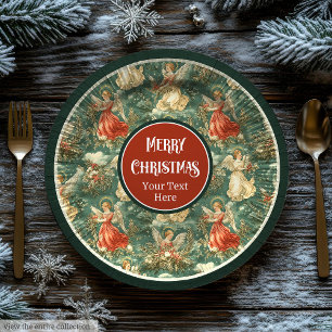 Assiettes En Carton Aquarelle vintage Anges de Noël plaques de papier