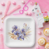 Assiettes En Carton Aquarelle violet Iris Bouquet (Fête)
