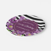 Assiettes En Carton Aquarelle violet Iris Floral Noir Blancs (Angle)