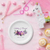 Assiettes En Carton Aquarelle violet ultra violet Mariage de fleurs PS (Fête)