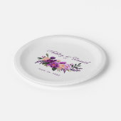 Assiettes En Carton Aquarelle violet ultra violet Mariage de fleurs PS (Angle)