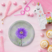 Assiettes En Carton Aquarelle violette dahlia (Fête)