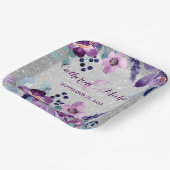 Assiettes En Carton Aquarelle violette Floral et Mariage Parties scint (Angulaire)
