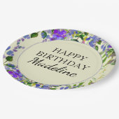 Assiettes En Carton Aquarelle violette Floral Jaune fête d'anniversair (Angle)