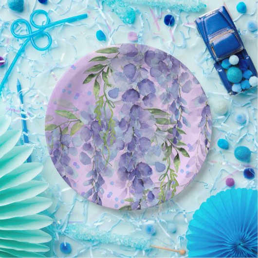 Assiettes En Carton Aquarelle violette Florale Plaque en papier (Fête)