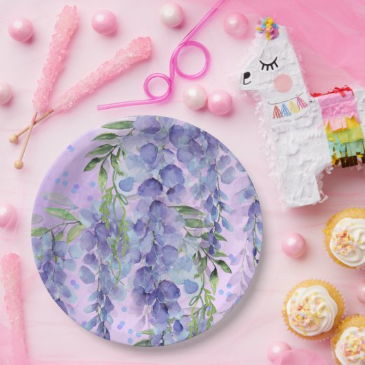 Assiettes En Carton Aquarelle violette Florale Plaque en papier (Fête)