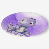Assiettes En Carton Aquarelle violette mignonne Dinosaur Baby shower f (Angle)