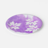 Assiettes En Carton Aquarelle violette moderne et feuilles d'érable (Angle)