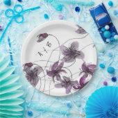 Assiettes En Carton Aquarelle violette sauvage peinte à la main (Fête)