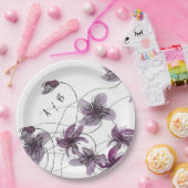 Assiettes En Carton Aquarelle violette sauvage peinte à la main (Fête)