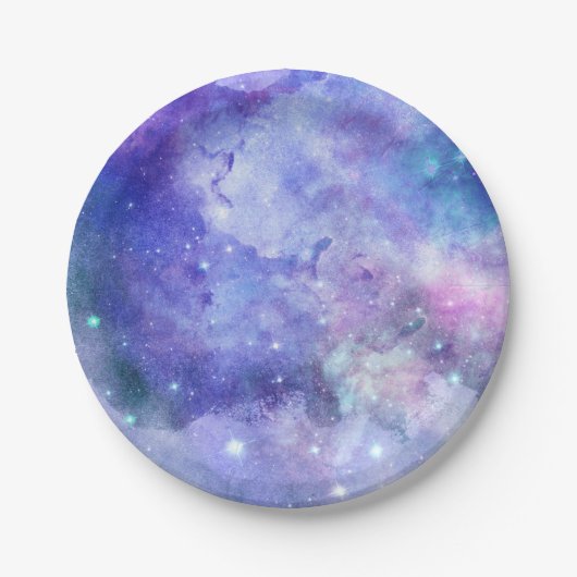 Assiettes En Carton Aquarelle violette Starry Sky Space Lover Galaxy (Devant)