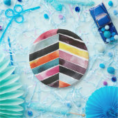 Assiettes En Carton Aquarelle vive Chevron I (Fête)