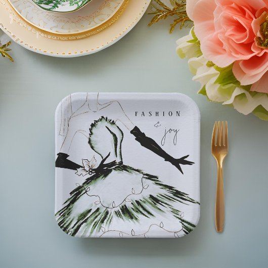 Assiettes En Carton Aquarelle Vogue Mode Modèle Vacances