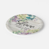 Assiettes En Carton Aquarelle wedding shower Succulents Bois rustique (Angle)