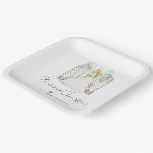 Assiettes En Carton Aquarelle Whimsical Angel Joyeux Script de Noël (Angulaire)