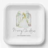 Assiettes En Carton Aquarelle Whimsical Angel Joyeux Script de Noël (Recto)