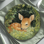 Assiettes En Carton Aquarelle Whimsical Baby Deer Baby shower<br><div class="desc">Fêtez l'arrivée prochaine de votre petit avec nos assiettes en papier charmantes et uniques avec l'aquarelle d'un cerf de bébé timide et endormi niché au milieu d'une végétation luxuriante. Ces plaques captent l'essence de l'innocence et l'émerveillement de la nouvelle vie, en faisant l'ajout parfait à votre baby shower. Le design...</div>