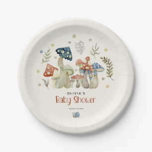 Assiettes En Carton Aquarelle Whimsical Baby shower de champignon