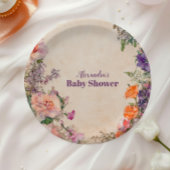 Assiettes En Carton Aquarelle Whimsical Baby shower Floral