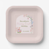 Assiettes En Carton Aquarelle Whimsical Champignons Fée Premier annive (Recto)