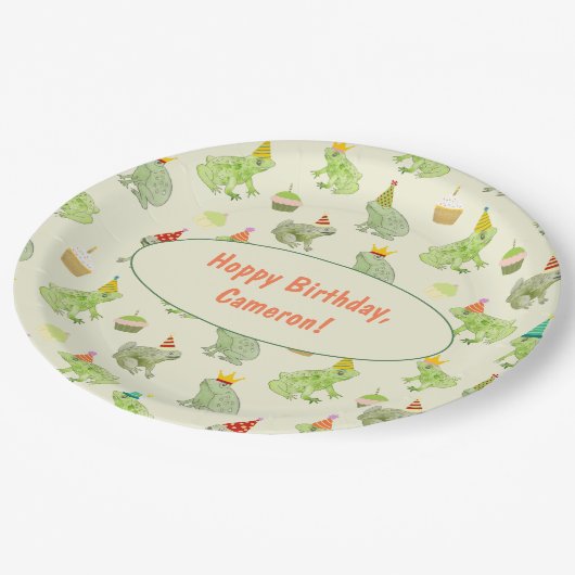 Assiettes En Carton Aquarelle Whimsical Frog fête d'anniversaire (Angle)