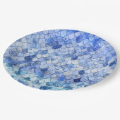 Assiettes En Carton Aquarelle Wonky Ocean Blue Parties scintillant sir (Angle)