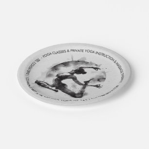 Assiettes En Carton Aquarelle Yoga Reiki Pose King Pigeon à une jambe