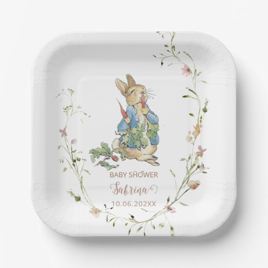 Assiettes En Carton AquarelleElégant Fleur sauvage Peter Rabbit bébé s (Recto)