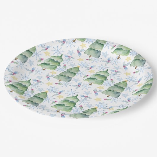 Assiettes En Carton Aquarelles de noël (Angle)