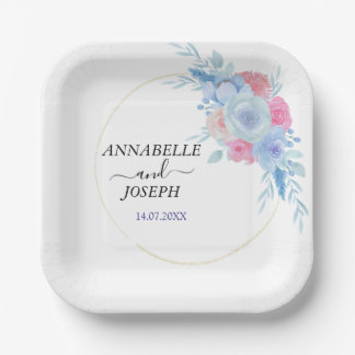 Assiettes En Carton aquarelles Florales Mariage Botanique Moderne