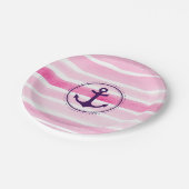 Assiettes En Carton Aquarelles rose mignonne Motif Ancre violet (Angle)