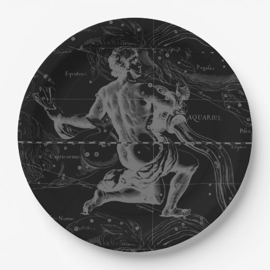Assiettes En Carton Aquarius Zodiac Constellation Engraving Hevelius (Devant)