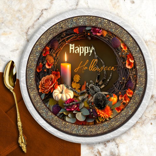 Assiettes En Carton Araignée d'Halloween