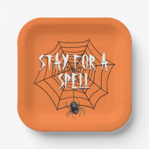 Assiettes En Carton Araignée d'Halloween dans une toile