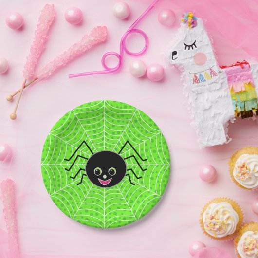 Assiettes En Carton Araignée mignonne de Halloween sur le Web (Fête)