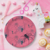 Assiettes En Carton Araignée mignonne et araignée rose framboise (Fête)