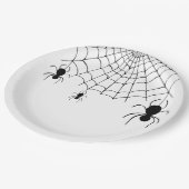 Assiettes En Carton Araignées de la fête d'Halloween noir blanc (Angle)